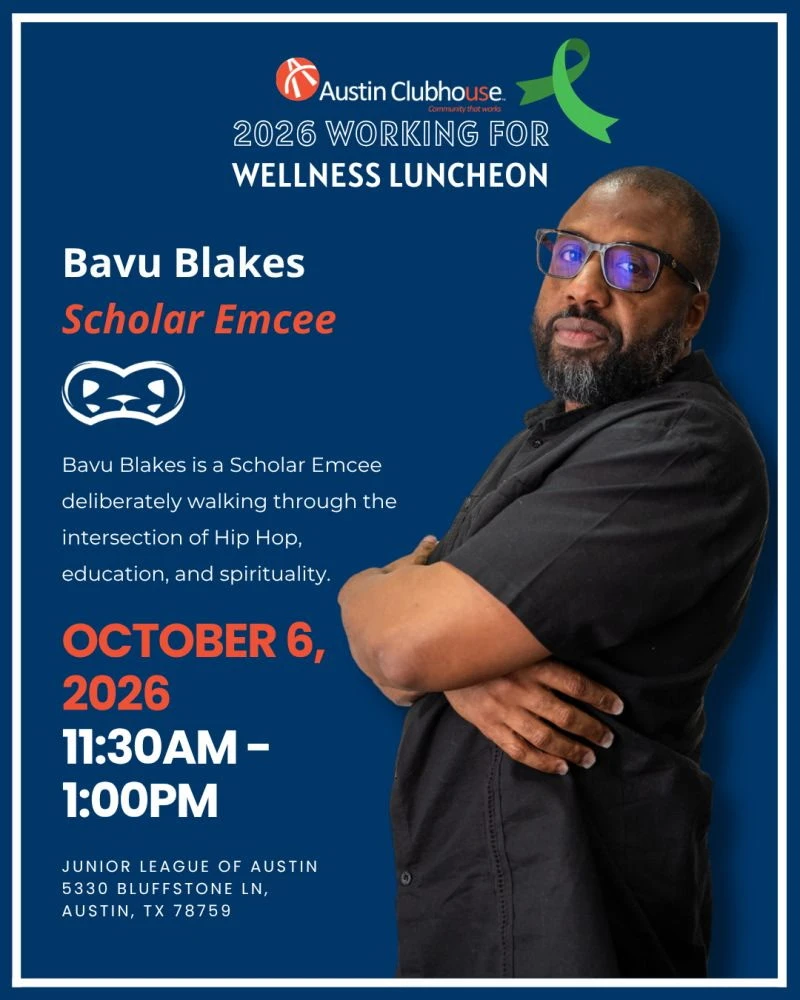 Working for Wellness Luncheon poster featuring Bavu Blakes, Scholar Emcee
